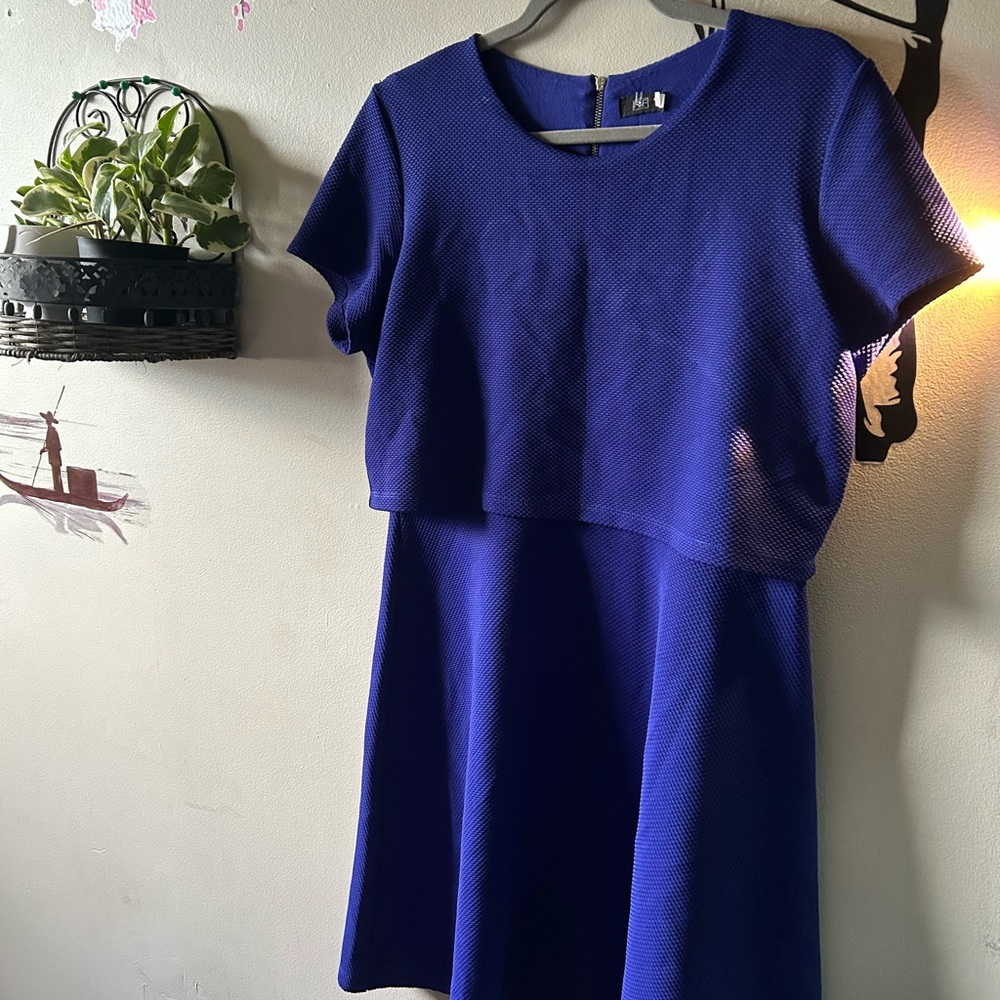 Blue Layered Mini Dress - Picture 5 of 6